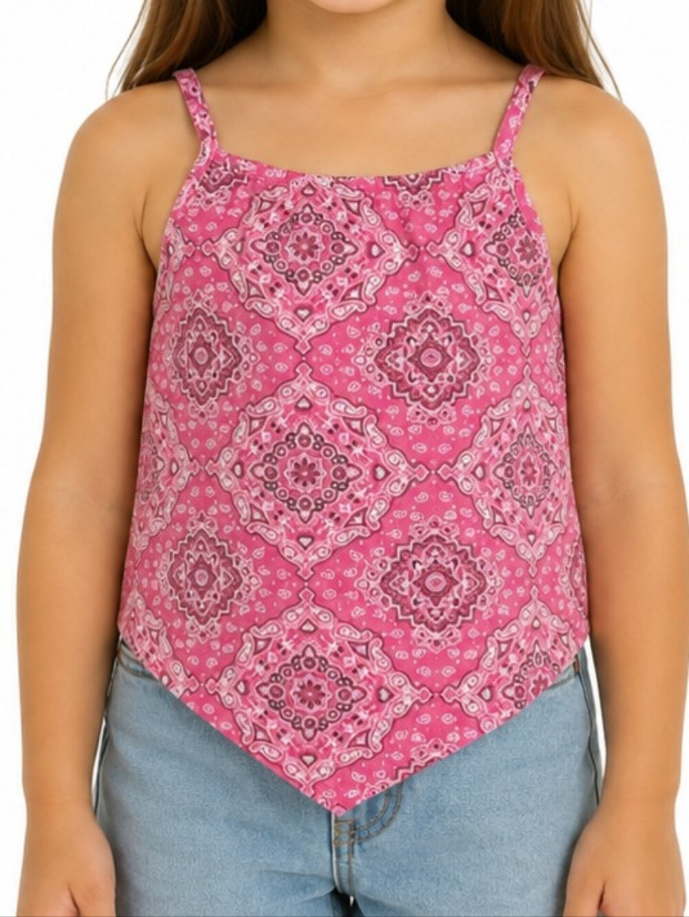 725 Originals Pink Paisley Bandana Handkerchief Hem Cami Tank Top Girls Size 6